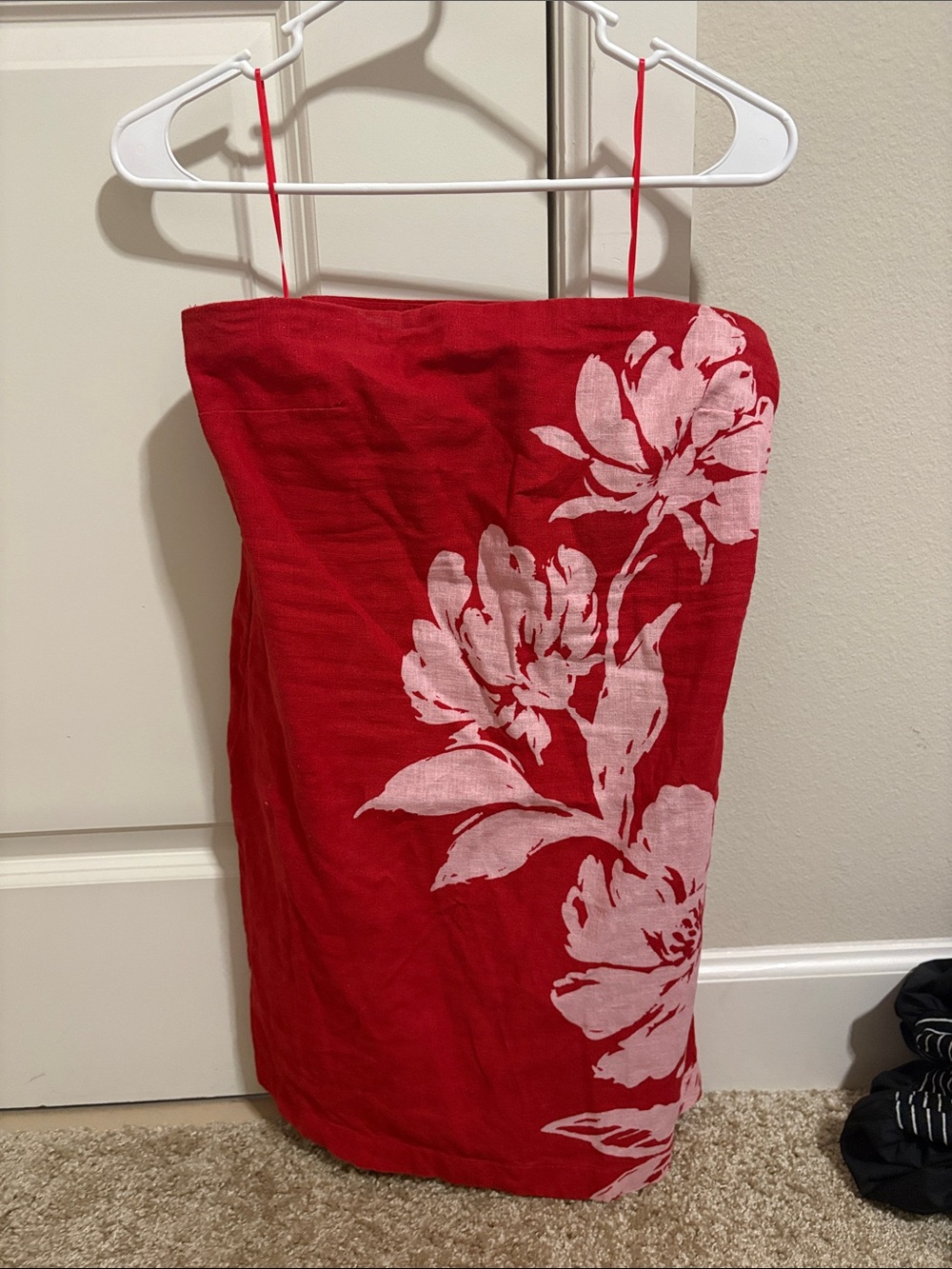 Abercrombie & Fitch Red Strapless Floral Dress